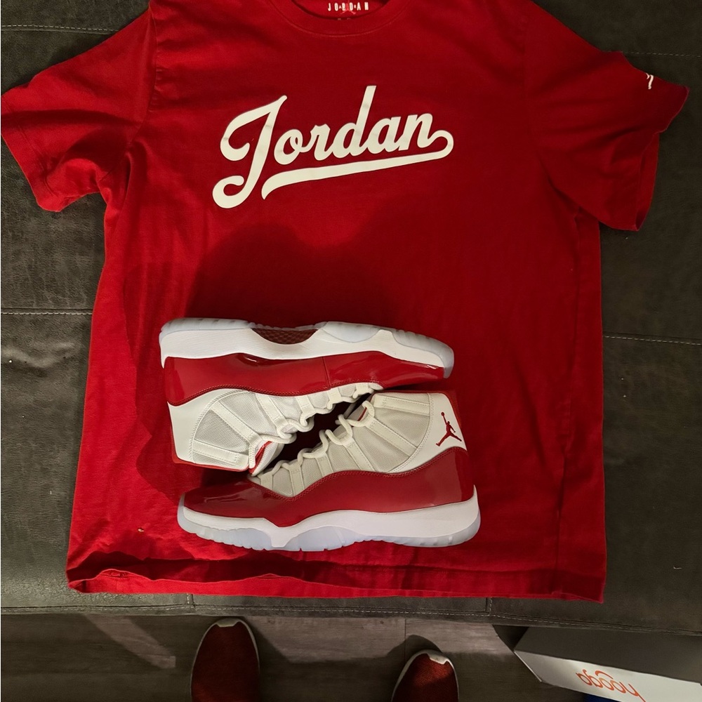 Jordan Red Tee and Sneakers Combo